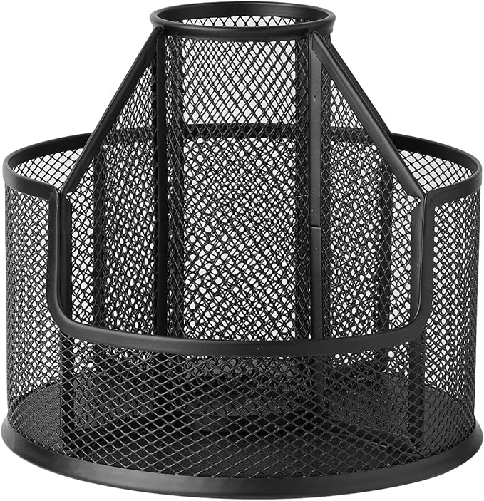 Pencil Holder, Rotating Desk Organizer, Metal Pen Organizer Mesh Pen Holder Office Desk Accessories Cute Office, School, Home,Art Suppliers (Black)