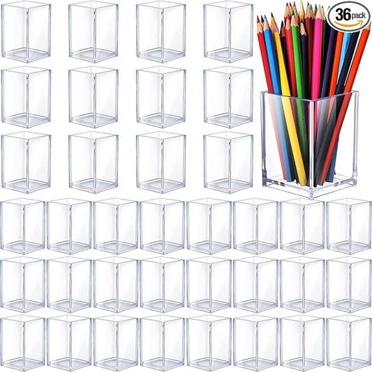 Sabary 36 Pack Acrylic Pen Pencil Holder, Clear Makeup Brush Holder Acrylic Pencil Cup Stationery Organizer for Back to School Office Home Desk Accessory