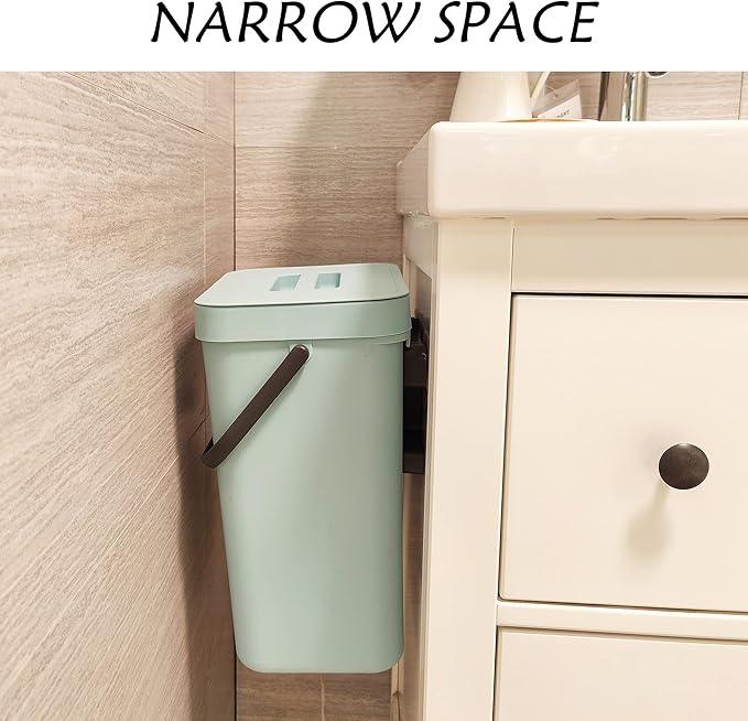 stonespace Compost Bin Kitchen, Under Sink Compost Bin Indoor Sealed, 3.2 Gallon/12L Compost Bucket for Kitchen, Wall Mounted Trash Can,Small Trash Can with Lid,1 Pack Blue