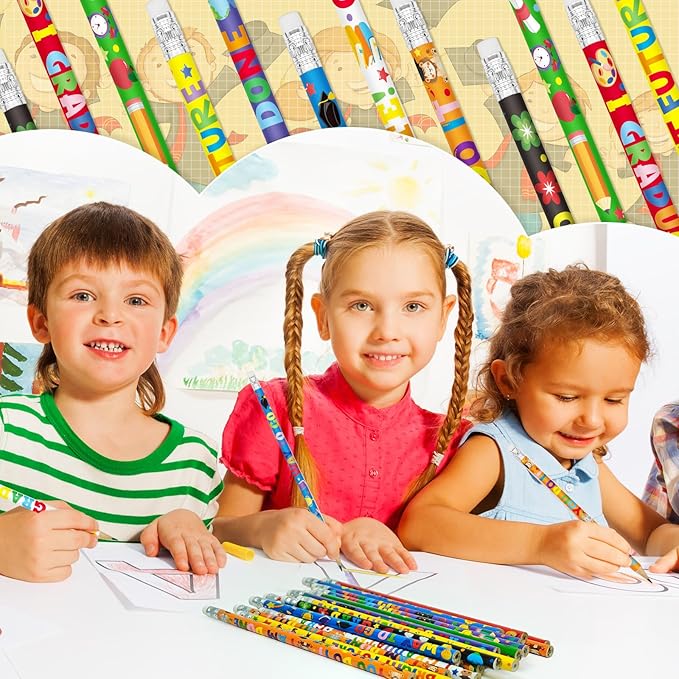 Cinrobiye 100 PCS End of the School Year Gifts for Students Graduation Pencils Pre K Preschool Kindergarten Wood Pencils Bulk Giveaways Prizes Gifts Supplies for Graduation Party