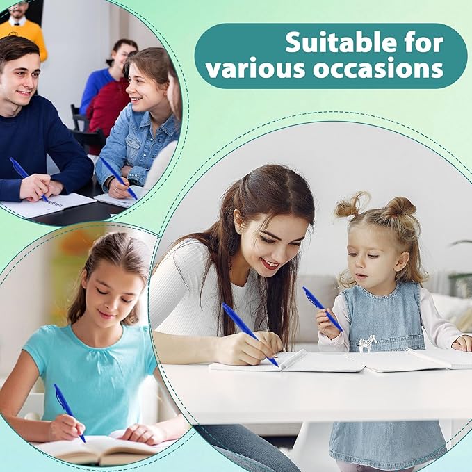 Pens Bulk, 50 Pack Retractable Ballpoint Pen, No Bleed Blue Click Pens, Blue Shell Black Ink Writing Pen in Medium Point, 1.0 MM Black Smooth Ink, Ideal for Office, School & Everyday Use