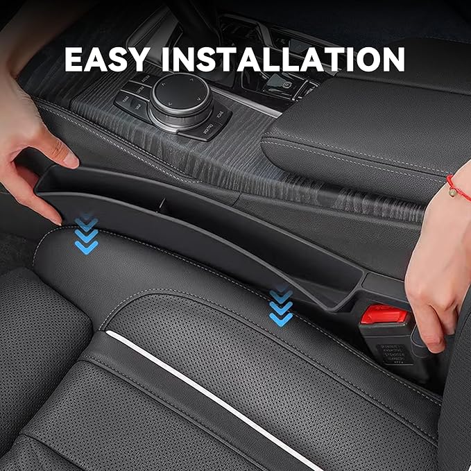 2PCS Car Seat Gap Filler, Automotive Seat Organizer Fill The Gap Between Seat and Console, Universal Car Storage Box Inserts Fill The Gap Between Seat &Console for Coins Wallets Keys (Brown)