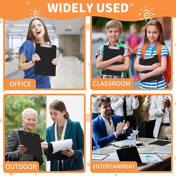 Black Clipboards, PANDRI 26 Pack Plastic Black Clipboards with Low Profile Clip 12.5 x 9 Standard Letter Size Clipboard for classrooms Office