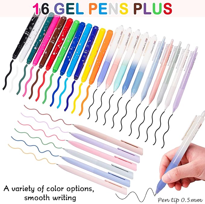 Bible Study Supplies for Women Men - Pencil Pouch Case, 75 Tabs, 12 No Bleed Highlighters, 6 Colored Pens, 10 Black Ink Pens, Washi Tapes & A5 Notebook -Christian Gifts Journaling Kit, Black