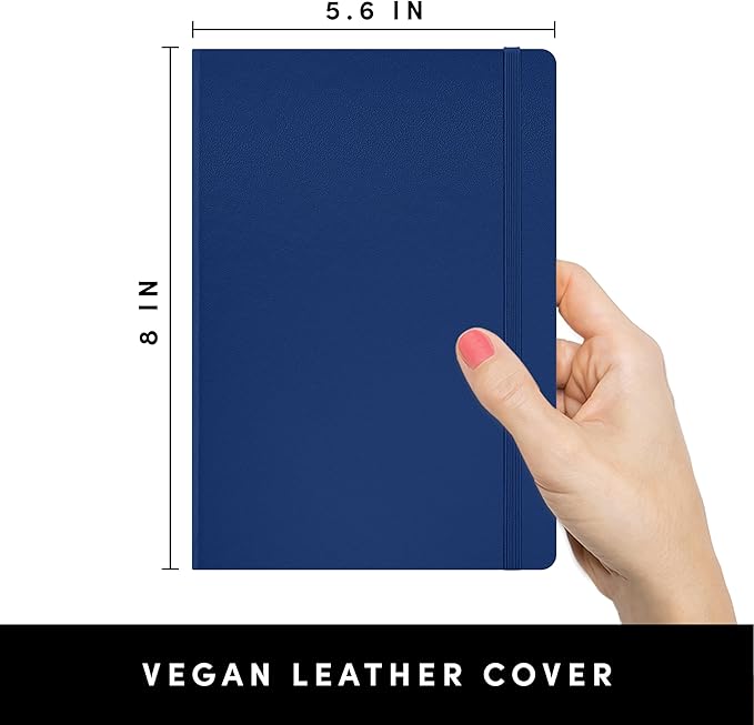 PAPERAGE Lined Journal Notebook, (Royal Blue), 160 Pages, Medium 5.6 in x 8 in - 100 GSM Thick Paper – Hardcover Journaling Notebook for Work, School & Note Taking