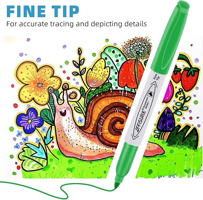 48 Colors Permanent Markers, Assorted Colors Vibrant Markers, Fine Point,Works on Wood, Plastic, Metal, and More, for Adults, Artist, Teacher, Kids, 48 Pack