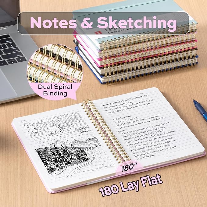 deli 3-Pack Lined Spiral Journal Notebook, 160 Pages, A5 (5.5"x8") Hardcover Writing Notebook, College Ruled Spiral Bound Journal for Women & Men - Perfect for Work, School, Office & Note Taking