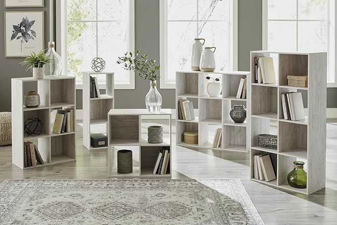 Signature Design by Ashley Paxberry Coastal 6 Cube Storage Organizer or Bookcase, Whitewash