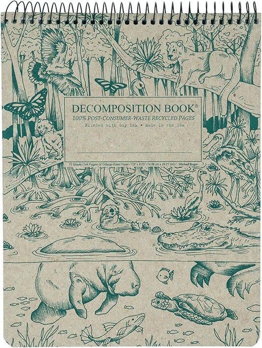 Decomposition Everglades Top Bound Spiral Notebook – 7.5 x 9.75 Journal, College Ruled Lined Pages – Left-Handed Friendly Notebooks Ideal for Students, Artists & Office Professionals – Made in USA