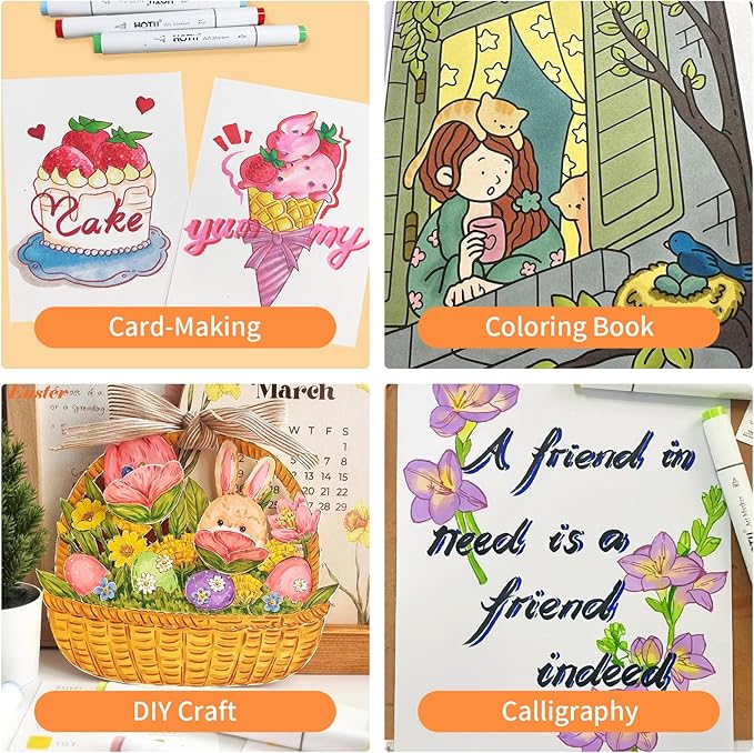 Alcohol Markers Brush and Fine Tip 50 Colors Dual Tips Art Marker Set Alcohol-based Sketch Pens with Carrying Case,Non-Bleeding Pad for Art Enthusiast Adults Coloring Illustration