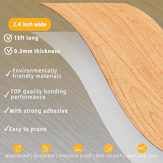 GSCIT Club Wood Grain Repair Tape, 2.4 inch X 15ft Self Adhesive Maple Grain Repair Patch for Tables, Chairs, Baseboards, Doors, Windows, Floors, Handicraft DIY.