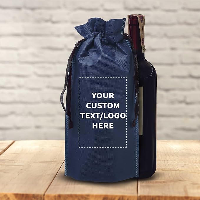 DISCOUNT PROMOS Non-Woven Vineyard Two Bottle Wine Bags