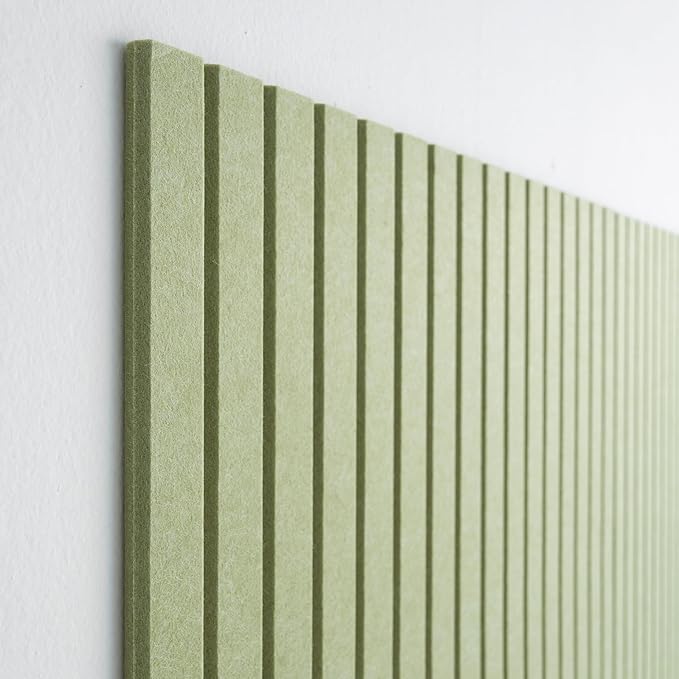 Large Cork Boards for Walls Black Felt Alternative - Slat Wall Paneling, Bulletin Board Tiles for Home Decor, Push Pin Corkboard Organizer for Office or Classroom-12-Pack Panel Kit (Avocado)