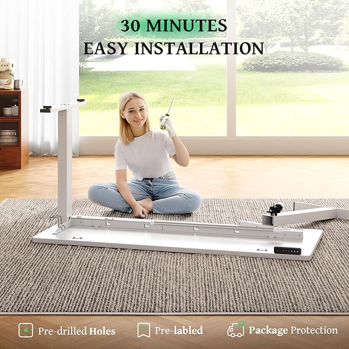 SIAGO Electric Standing Desk Adjustable - 48 x 24 Inch Sit Stand up Desk with Cable Management - 3 Memory Preset Adjustable Height Table