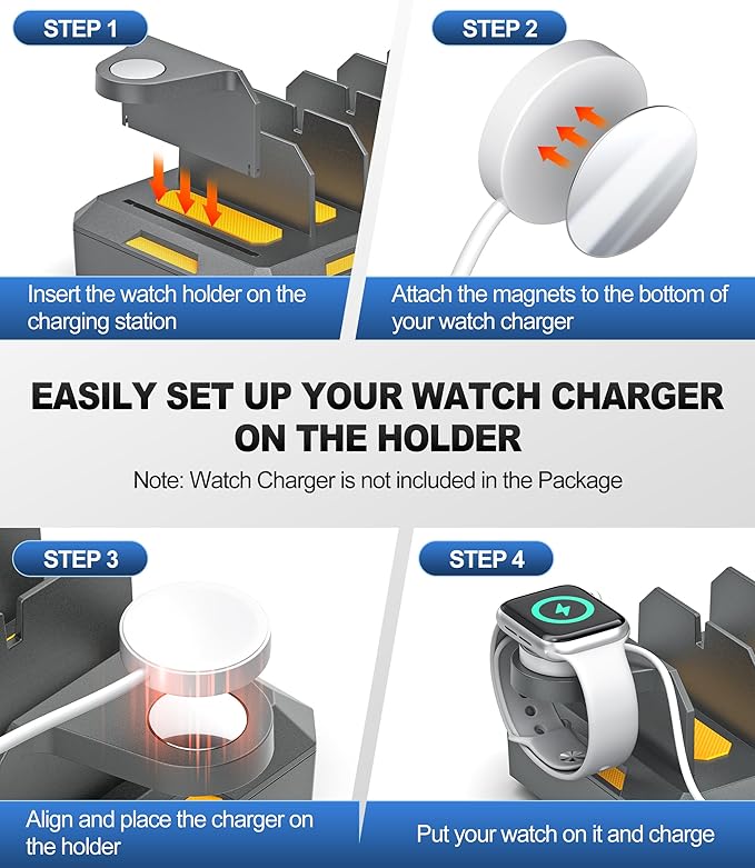 Charging Station for Multiple Devices, Honcila 50W Multiple Charger Station Charging Dock for iPhone iPad Cell Phone Tablet and More - 6 Port Multi Charging Station with 6 Mixed Cables (Space Gray)
