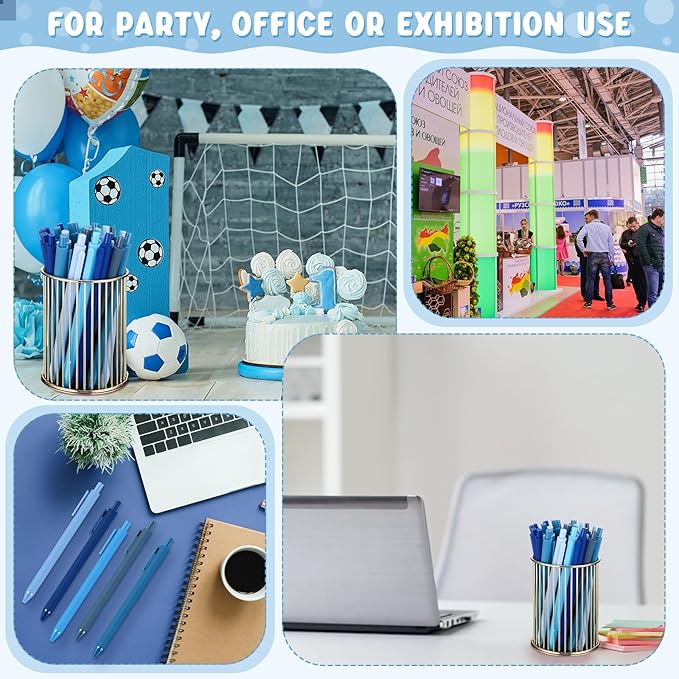 50 Pcs Ballpoint Pens Bulk Retractable Writing 1. 0 mm Black Ink Cute Pens Smooth Writing Color Fancy Gift for Teacher Student Employee Office School Home Baby Shower Supplies (Blue Series)