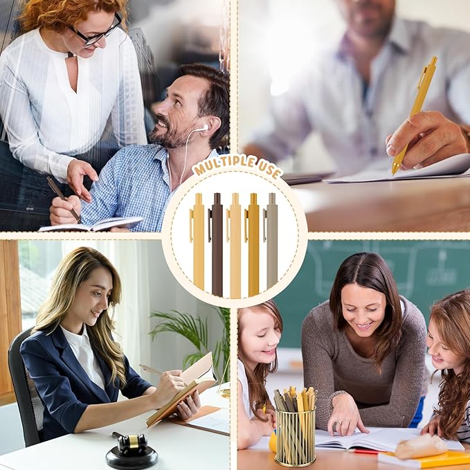 25 Pcs Ballpoint Pens Bulk Retractable Writing 1. 0 mm Black Ink Cute Pens Smooth Writing Color Fancy Gift for Teacher Student Employee Office School Home Baby Shower Supplies (Brown Series)