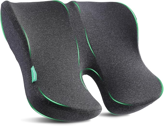 Seat Cushion, SC 150B Seat Cushions for Office Chairs, Car Seat, Wheelchair - Sciatica & Tailbone & Coccyx Pain Relief Pillow for Driver Sedentary People(Size:19.6 * 16.6 * 3.7 in-Black)