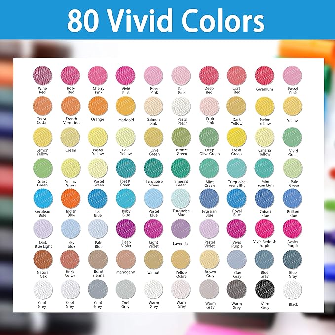 ABEIER 81 Colors Alcohol Markers - Brush & Chisel Dual Tip Sketch Markers, Plus 1 Blender, Permanent for Kids & Adults Coloring & Illustration