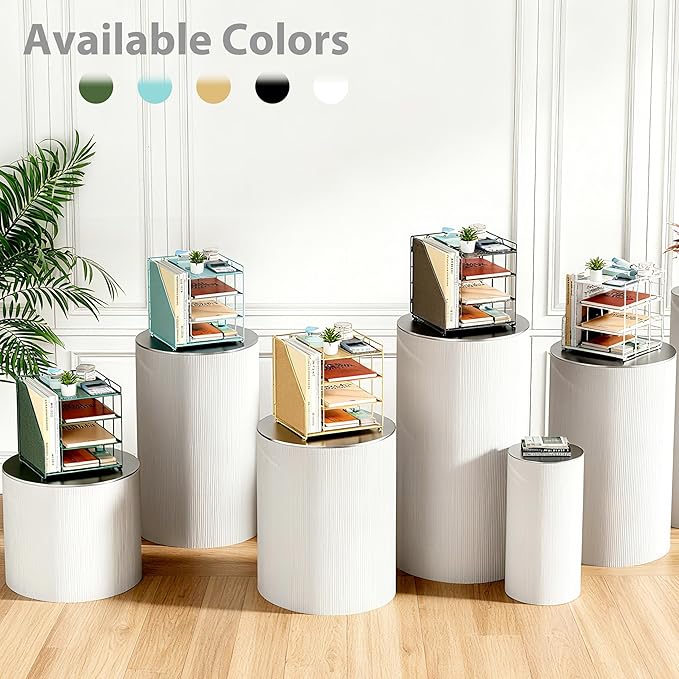 White Desk Organizer and Accessories, 4-Tier Paper Organizer for Desk, Office Accessories & Workspace Organizers and Desktop Storage for Office Supplies (White)