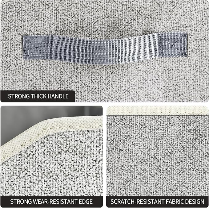 Trapezoid Closet Shelf Organizer - Large Baskets for Organizing, Storage Baskets for Shelves, Cubbies Storage Bins for Clothes, Books, Blankets, 4 Pack, Light Gray