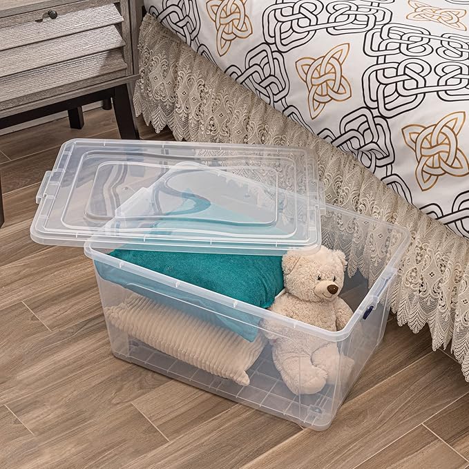 Superio Storage Bins with Lids, Clear Plastic Containers for Organizing, Stackable Totes, BPA Free, Odor Free, Organizer Boxes for Home, and Dorm (2 Pack, 44 Quart)