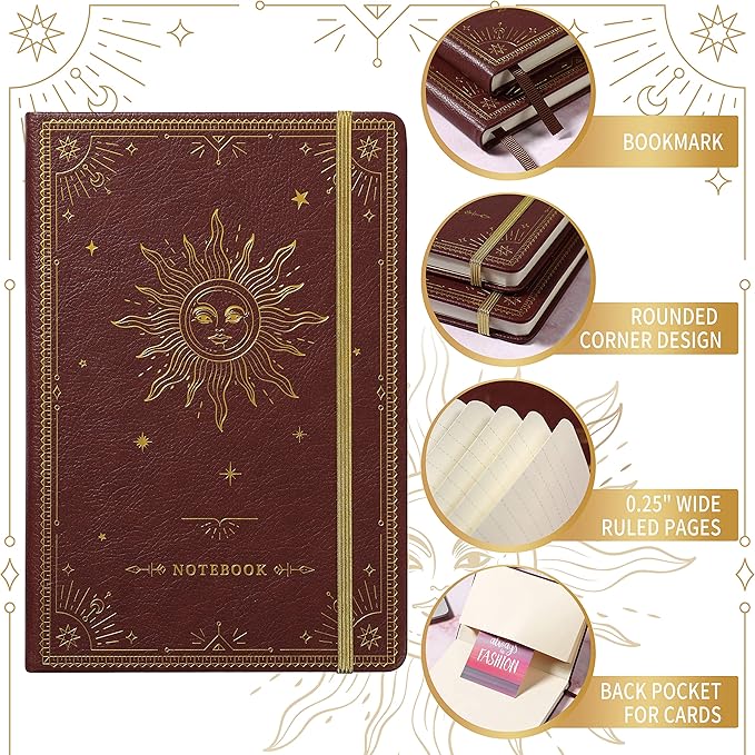 Artfan Ruled Notebook/Journal ā Premium Thick Paper Faux Leather Classic Writing Notebook with Pocket + Page Dividers Gifts, Banded, Large, 144 Pages, Hard Cover, Lined (5.8 x 8.4) - Burgundy