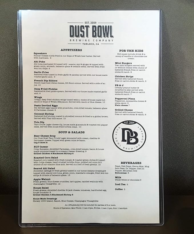 StoreSMART® - Rigid Plastic Menu - 8.5" x 14" - 200-Pack - HPP812X14-MENU-200