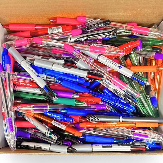 Bulk Mixed Lot 150 Pack Pens - Black, Blue, And Red Ink Variety, Includes Ballpoint, Gel, Rollerball, Retractable, & Click Pens, Smooth Writing Bulk Value Pack For Office, School, And Business