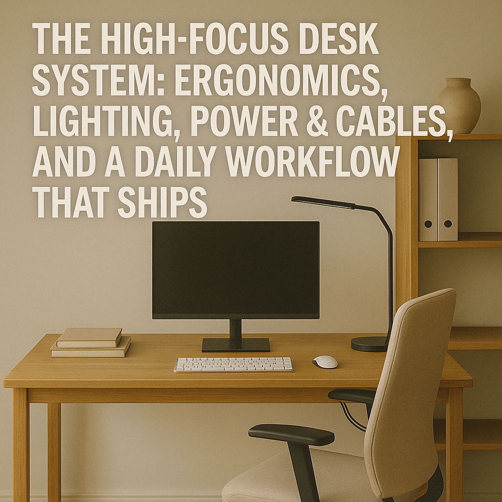 The High-Focus Desk System: Ergonomics, Lighting, Power & Cables, and a Daily Workflow That Ships