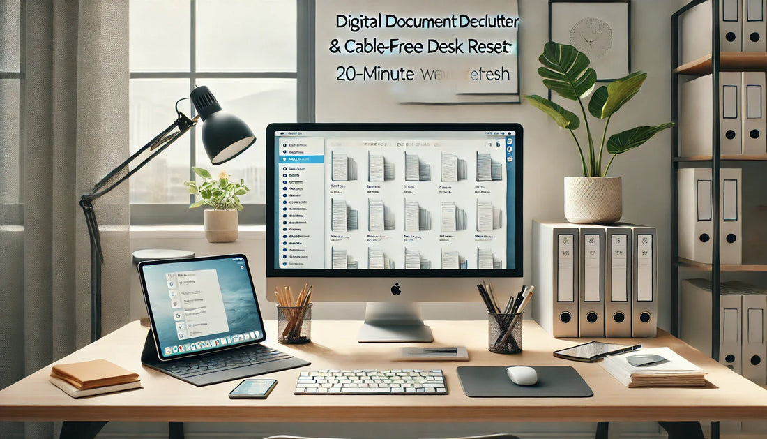 Digital Document Declutter & Cable-Free Desk Reset: 20-Minute Workflow Refresh