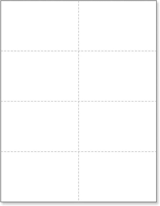 Limited Papers (TM) 8.5x11 Perforated Paper, 20/50 Pound, 75 GSM, Variety of Perforation Sizes and Colors, for Forms, Tickets, Postcards, Business Cards. (White, 8 up)
