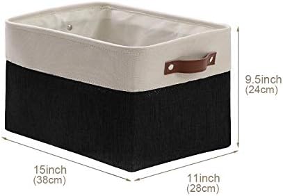 DECOMOMO Storage Bins Fabric Storage Baskets for Shelves, Linen Closet Organization Toys Nursery (Black and White, Large - 4 Pack)