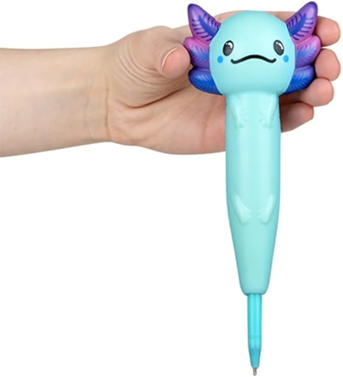 Axolotl 8” Squishy Pen 3 Pack – Office, School- Fun Squishy Pens- Anxiety, ADHD, Party Favors, Prizes, Office