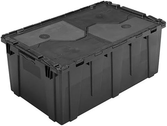 Plastic Storage Tote with Flip Lid, 26-7/8 x 16-7/8 x 12-1/8 inches, Stackable, Black