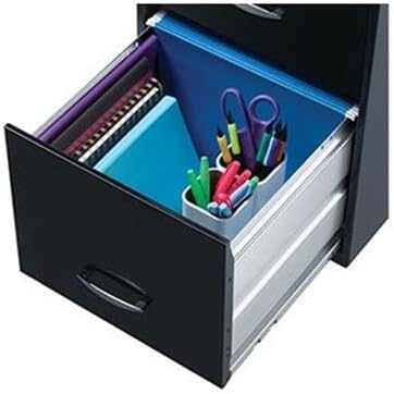 Pemberly Row 18" Deep 3 Drawer Mobile Metal Vertical Filing Cabinet - Black