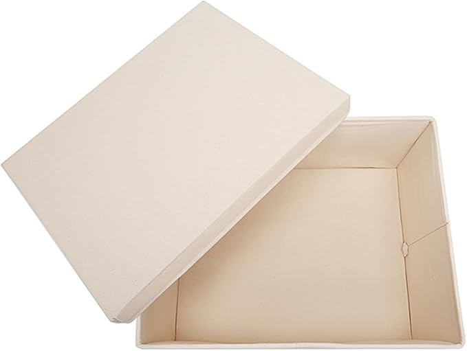Foldable Storage Bins with Lids Cotton Canvas Rectangular Storage Box Ideal for Organization Lightweight and Durable (M)