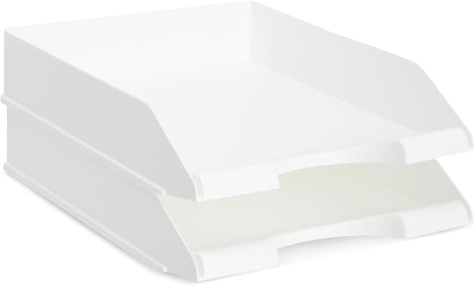 Stockroom Plus Paper Trays for Classroom - 4 Pack, White, 10 x 13.5 x 2.5 in - Desk Organizer Stacking Trays for Classroom Organization & Office Document Storage