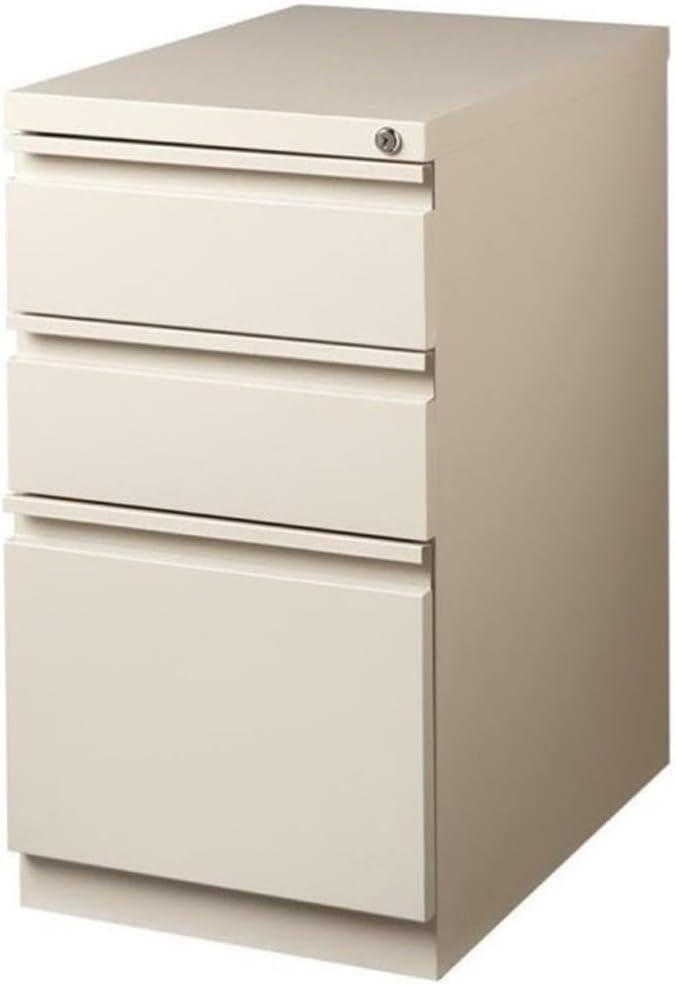 Pemberly Row 27.75" H X 15.00" W Modern 3 Drawer Metal Mobile Filing Cabinet in Putty with Lock Included