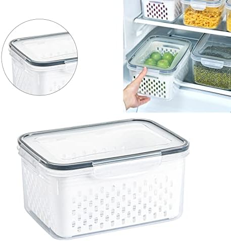 Produce Saver Box, Storage Containers, Transparent Fruit Vegetable Storage Container, Drain Storage Basket Box, Multifunctional Draining Crisper for Veggie Berry Salad Lettuce (3300ML)