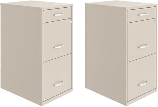 Scranton & Co Set of 2 18" D 3-Drawer Metal Filing Cabinet with Pencil Drawer