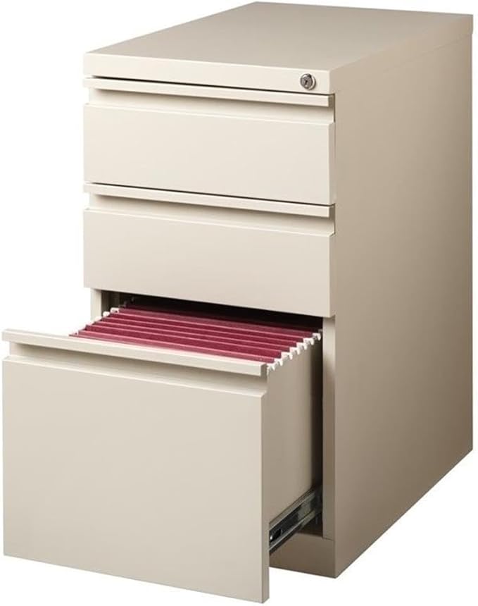 Pemberly Row 27.75" H X 15.00" W Modern 3 Drawer Metal Mobile Filing Cabinet in Putty with Lock Included
