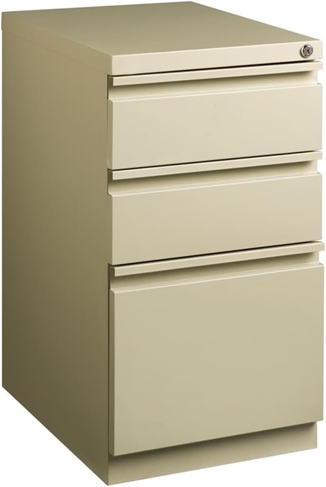 Pemberly Row 27.75" H X 15.00" W Modern 3 Drawer Metal Mobile Filing Cabinet in Putty with Lock Included