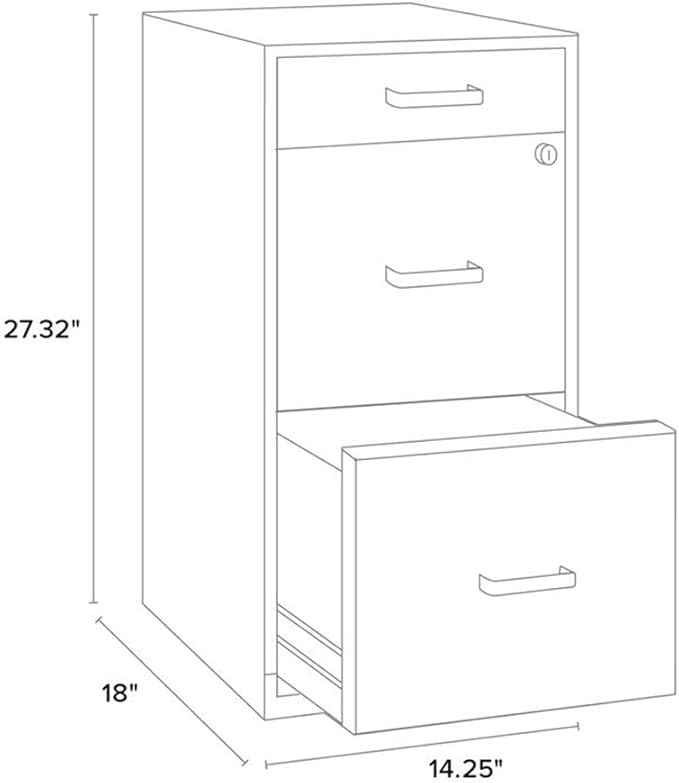 Scranton & Co 18" 3-Drawer Metal Filing Cabinet with Pencil Drawer Gray