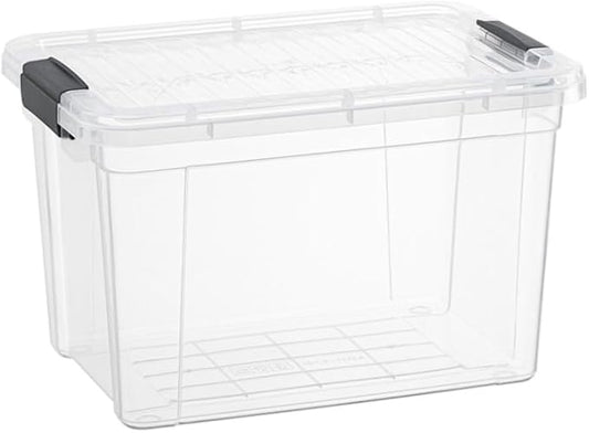 Superio Clear Storage Box with Lid, 8.75 Quart Plastic Container Bins for Organizing, Stackable Crates, BPA Free, Non Toxic, Odor Free, Organizers for Home, Office, School, and Dorm