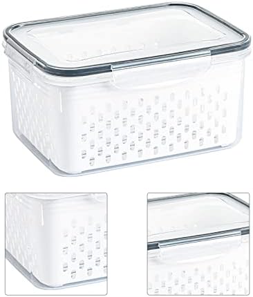 Produce Saver Box, Storage Containers, Transparent Fruit Vegetable Storage Container, Drain Storage Basket Box, Multifunctional Draining Crisper for Veggie Berry Salad Lettuce (3300ML)