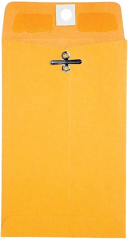 Quality Park 4 x 6-3/8 Clasp Envelopes, Clasp and Gummed Closures for Storing or Mailing, 28 lb Kraft, 100 per Box (QUA37815)