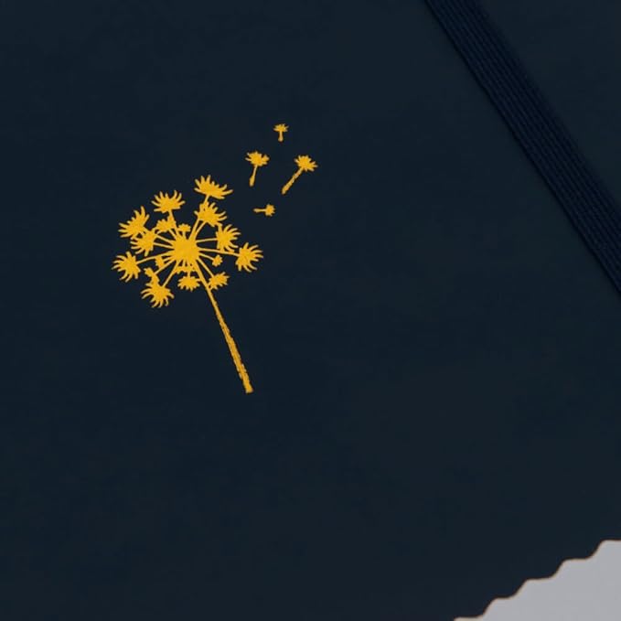 Yop & Tom Bullet Dotted Journal (A5) - Dandelion - Dot Grid Notebook With Extra Thick Paper (160 GSM) - Midnight Blue