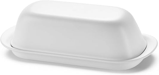 Butter Dish with Lid, Butter Keeper for Countertop, Airtight Butter Dish, Plastic Butter Keeper Tray for West/ East Coast Butter, Dishwasher Safe(White)