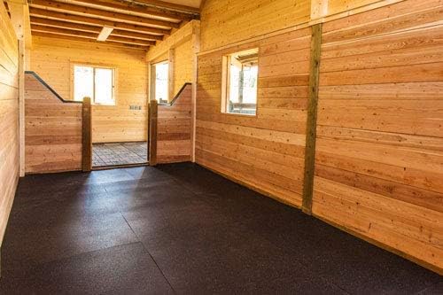 American Floor Mats - Heavy Duty Stall Tiles - Stable/Horse Tiles - Thick, Durable Rubber Flooring Solid Black 10' x 20' Set 3/4" Thick (50 Tiles Total)